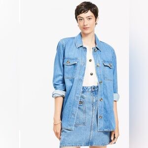 Loft Denim Shirt Jacket Classic Mid Wash, size M, like new!